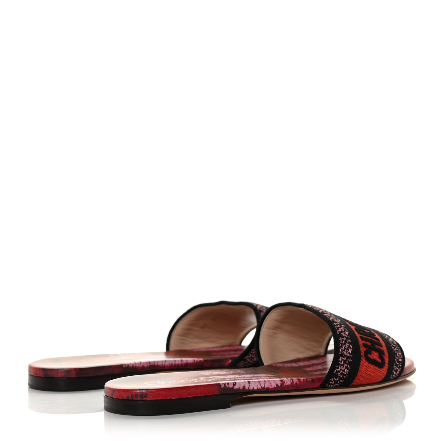 Canvas Tie Dye Embroidered Dway Slide Sandals 37 Red