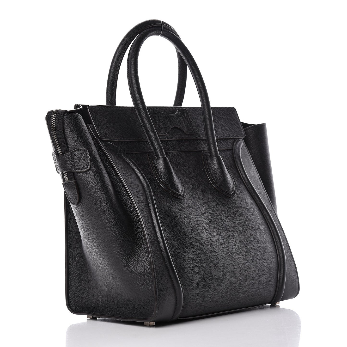 Drummed Calfskin Mini Luggage Black