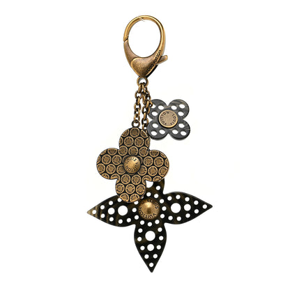 Louis Vuitton Antiqued Brass Resin Rock Flower Bag Charm 1 of 4