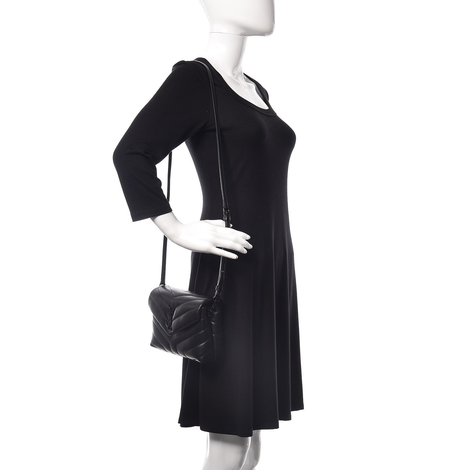 Saint Laurent Calfskin Y Quilted Monogram Toy Loulou Crossbody Bag Black 2 of 12