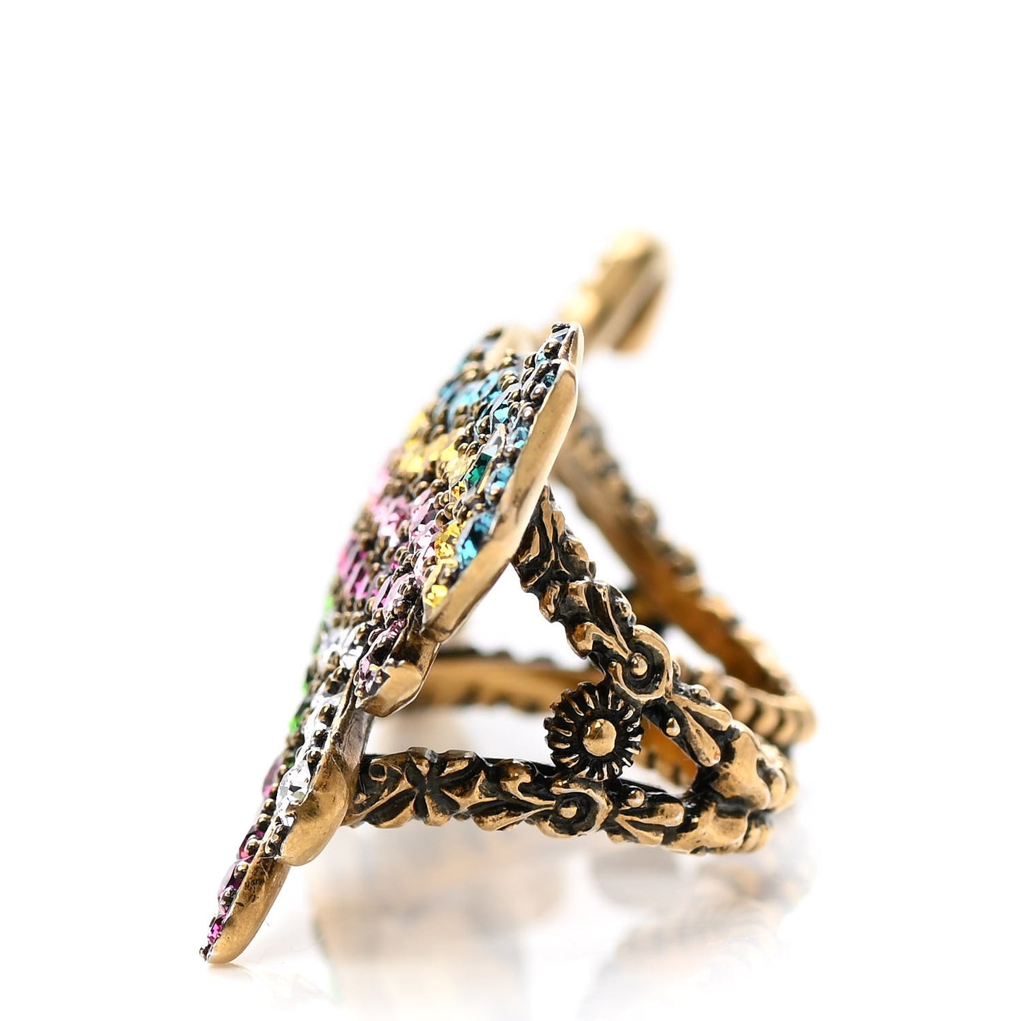 Crystal Tiger Multi-Finger Ring M Multicolor