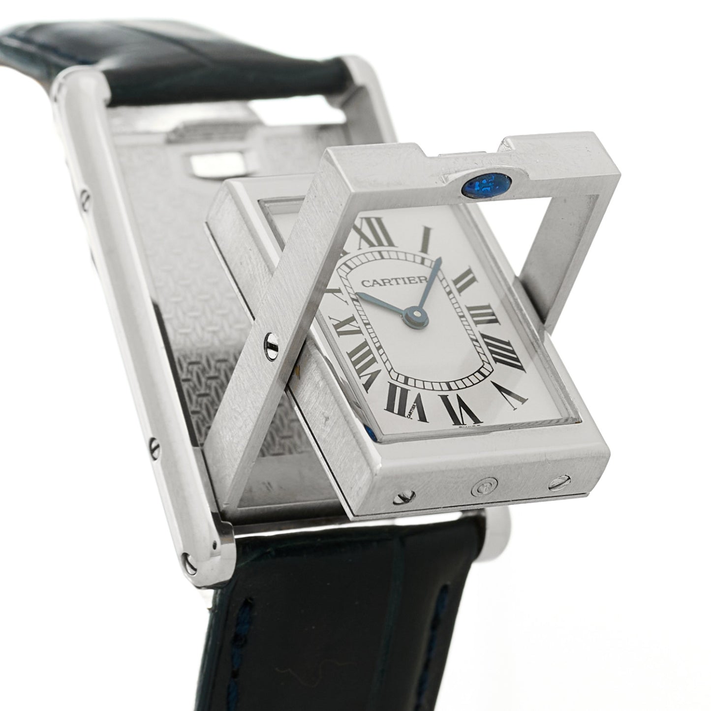 Stainless Steel Alligator 24mm Tank Basculante Quartz Watch