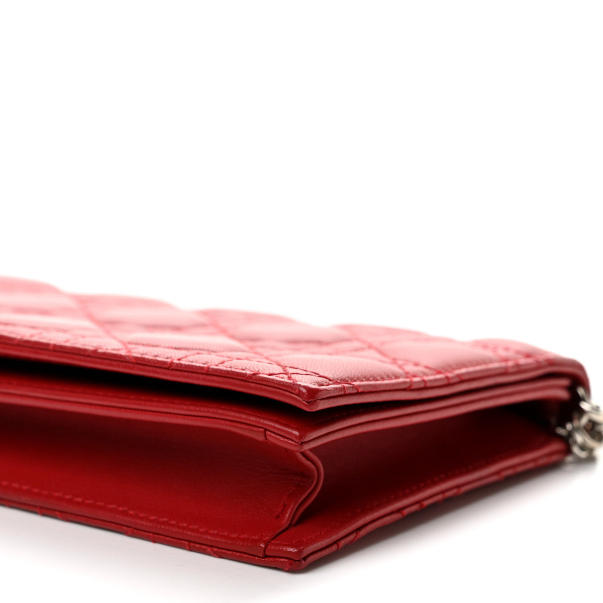 Lambskin Cannage Rendezvous Chain Wallet Red