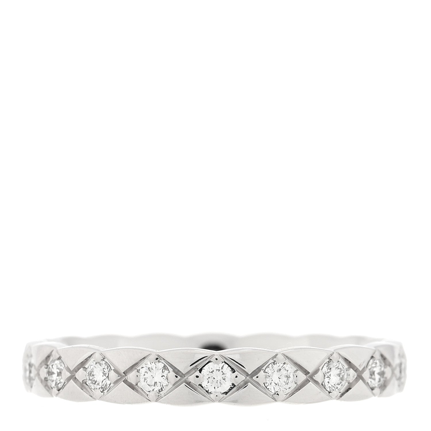 Chanel 18K White Gold Diamond Mini Coco Crush Ring 56 7.5 1 of 5