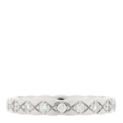 Chanel 18K White Gold Diamond Mini Coco Crush Ring 56 7.5 1 of 5