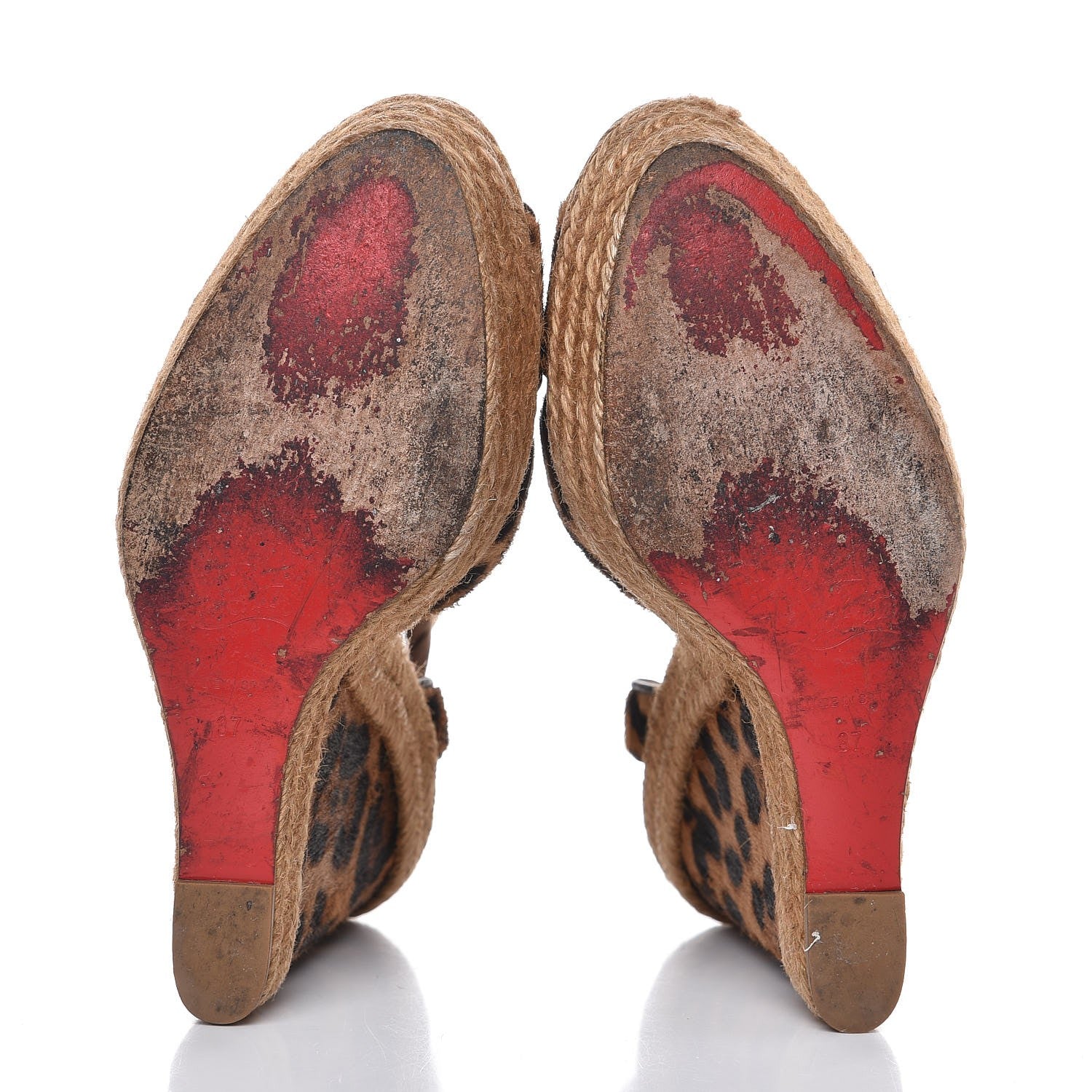 Christian Louboutin Leopard Print Pony Hair Isabelle 120 Espadrille Wedges 37 Brown 7 of 11
