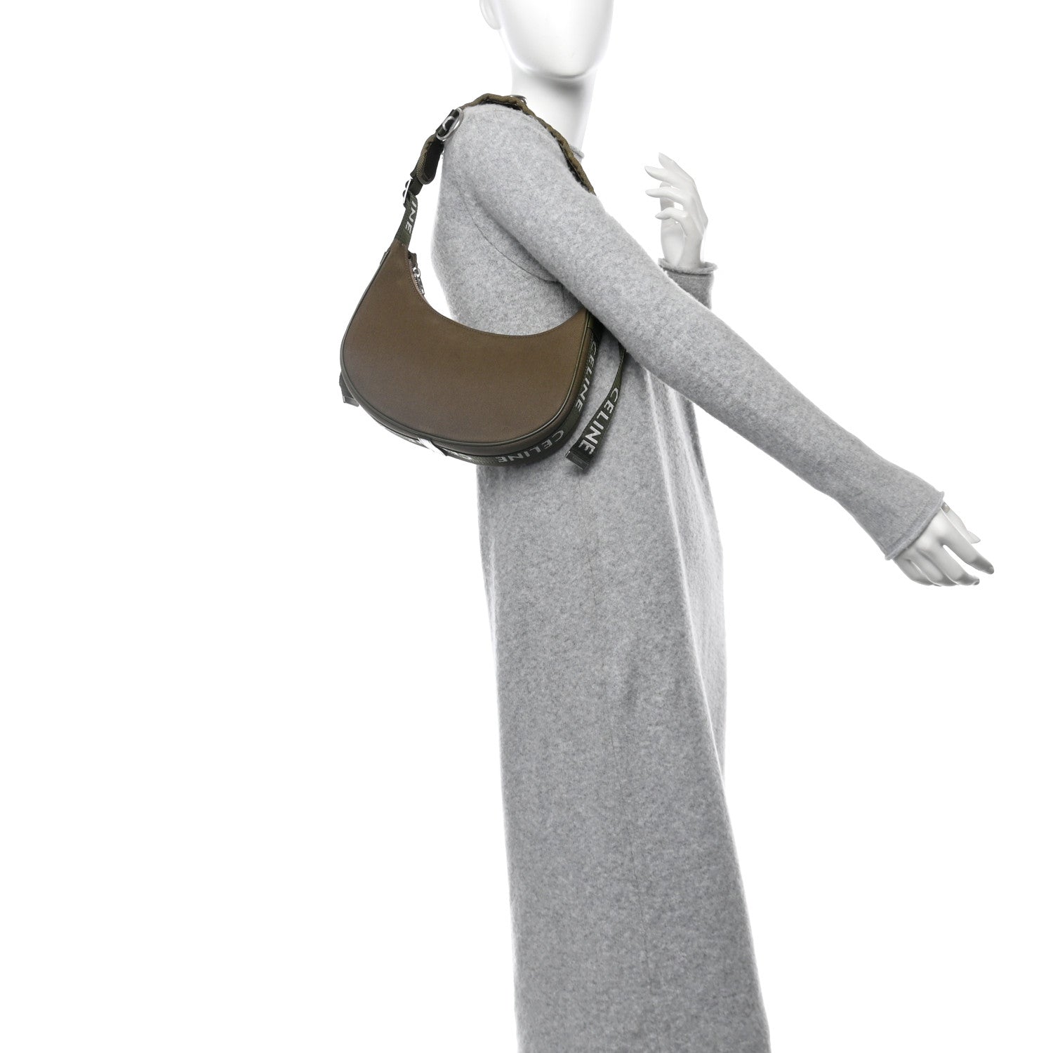 Celine Cotton Gabardine Medium Ava Trekking Shoulder Bag Khaki 2 of 9