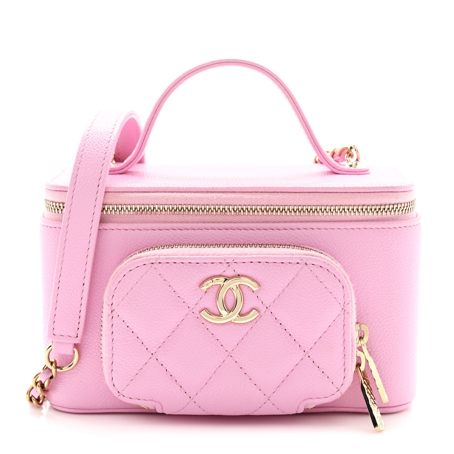 Caviar Quilted Top Handle Pocket Vanity Case Lilac