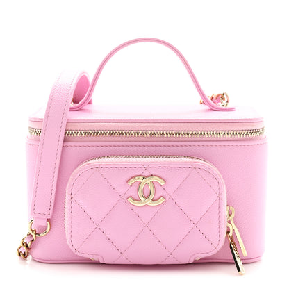 Chanel Caviar Quilted Top Handle Pocket Vanity Case Lilac 1 of 11