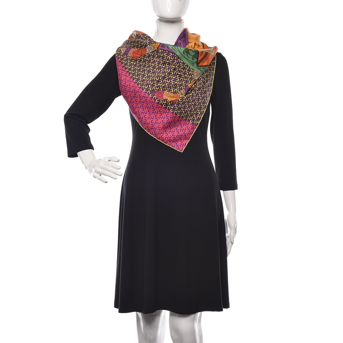 Silk A Cheval Sur Mon Carre Scarf 90 Aubergine Framboise Jaune