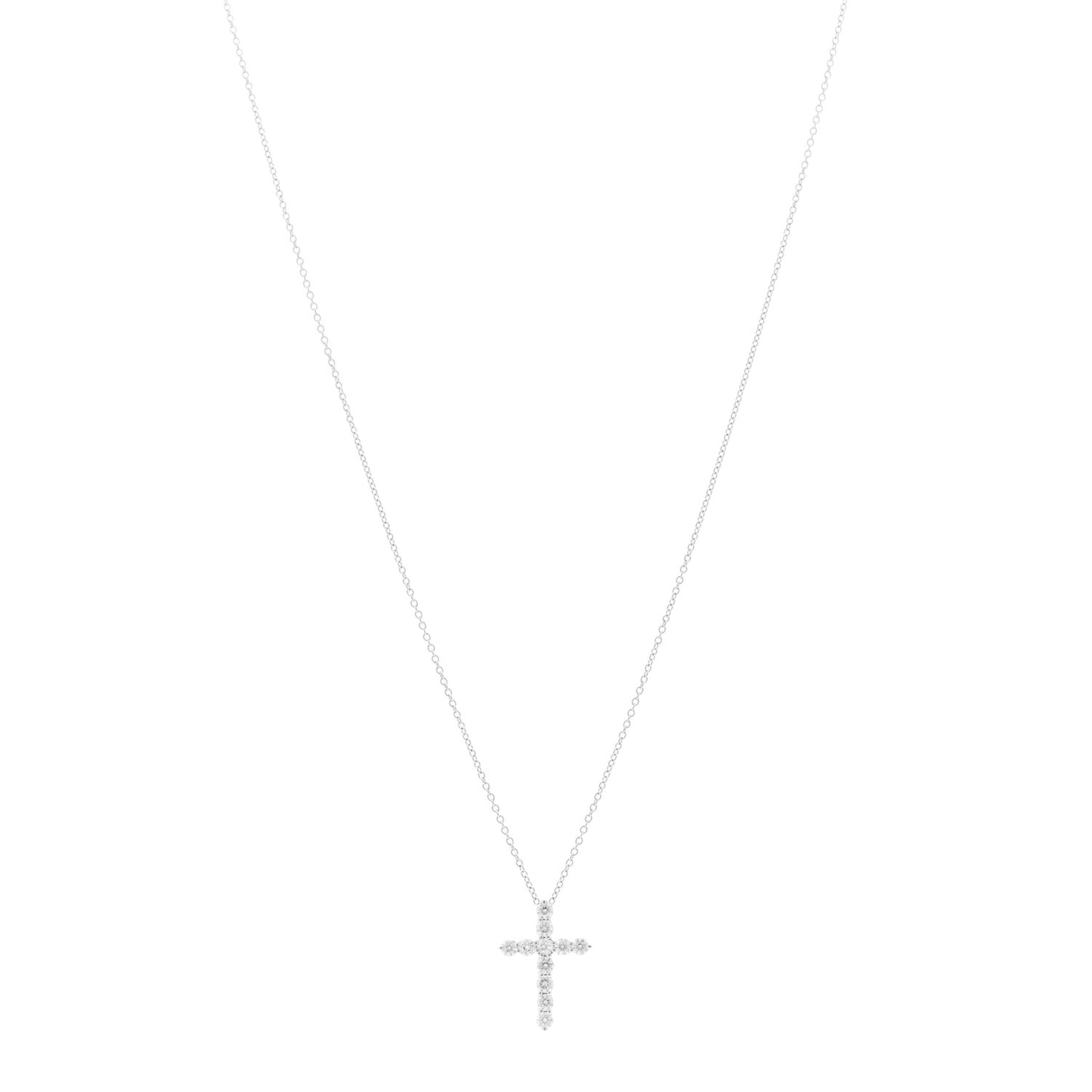 Platinum Diamond Small Cross Pendant Necklace