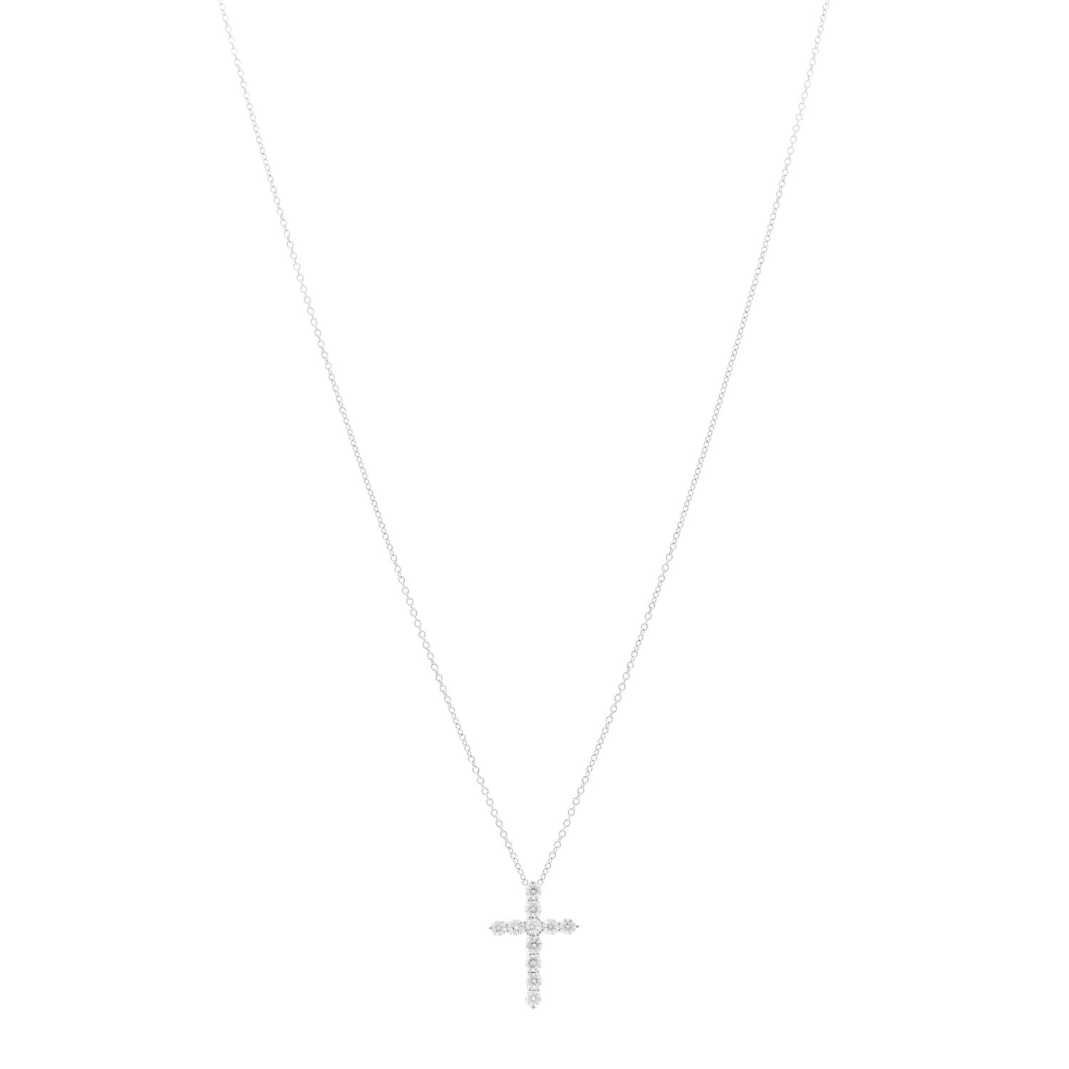 Tiffany Platinum Diamond Small Cross Pendant Necklace 1 of 5
