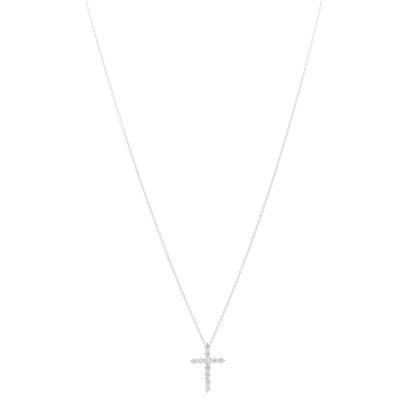 Tiffany Platinum Diamond Small Cross Pendant Necklace 1 of 5