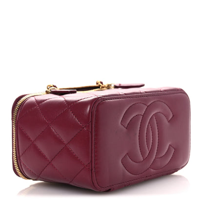 Chanel Lambskin Enamel Quilted Small Coco Hearts Vanity Case With Chain Burgundy 4 of 13
