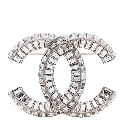 Chanel Baguette Crystal CC Brooch Silver 1 of 5