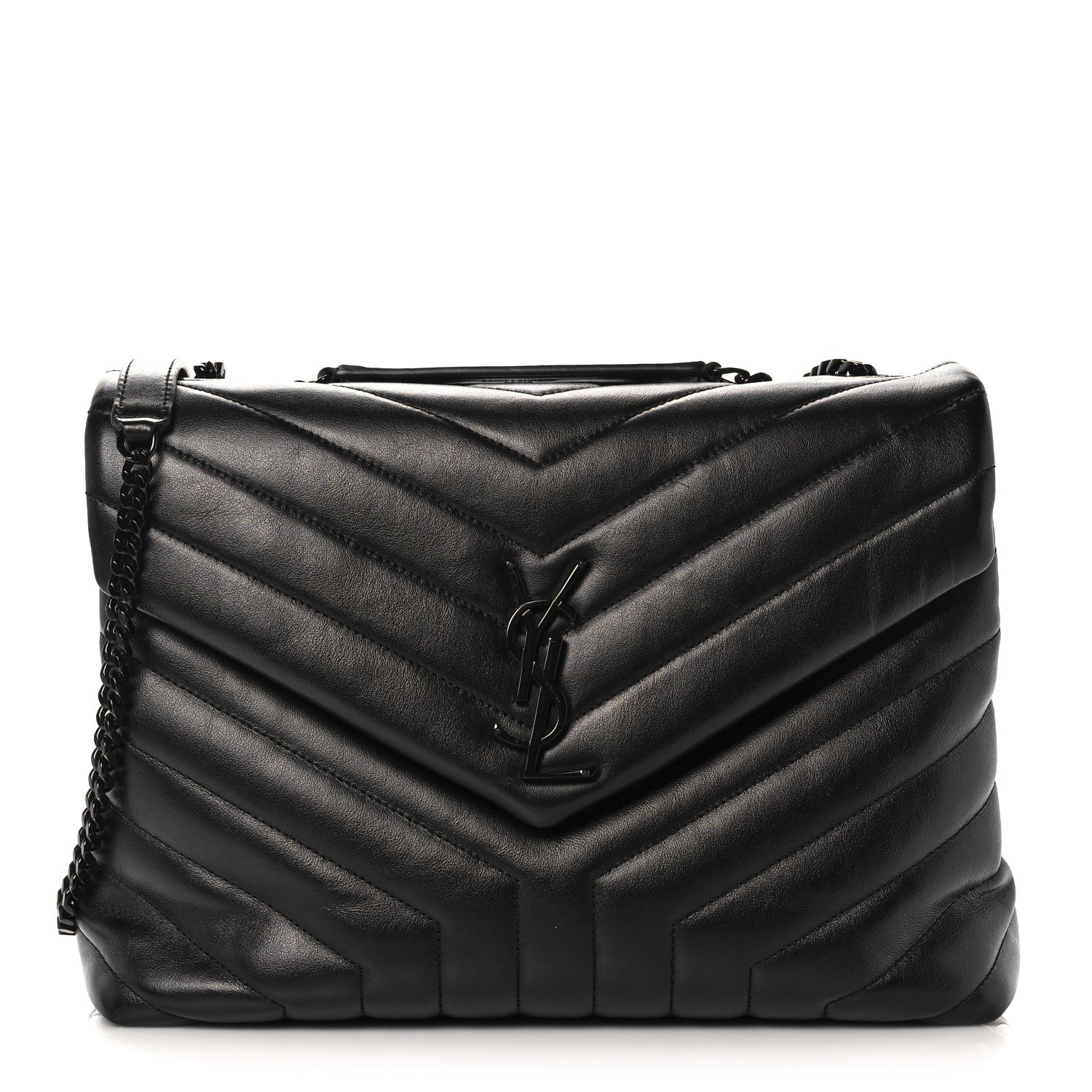 Saint Laurent Calfskin Y Quilted Monogram Medium Loulou Chain Satchel Black 1 of 10