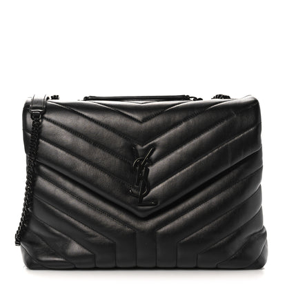 Saint Laurent Calfskin Y Quilted Monogram Medium Loulou Chain Satchel Black 1 of 10