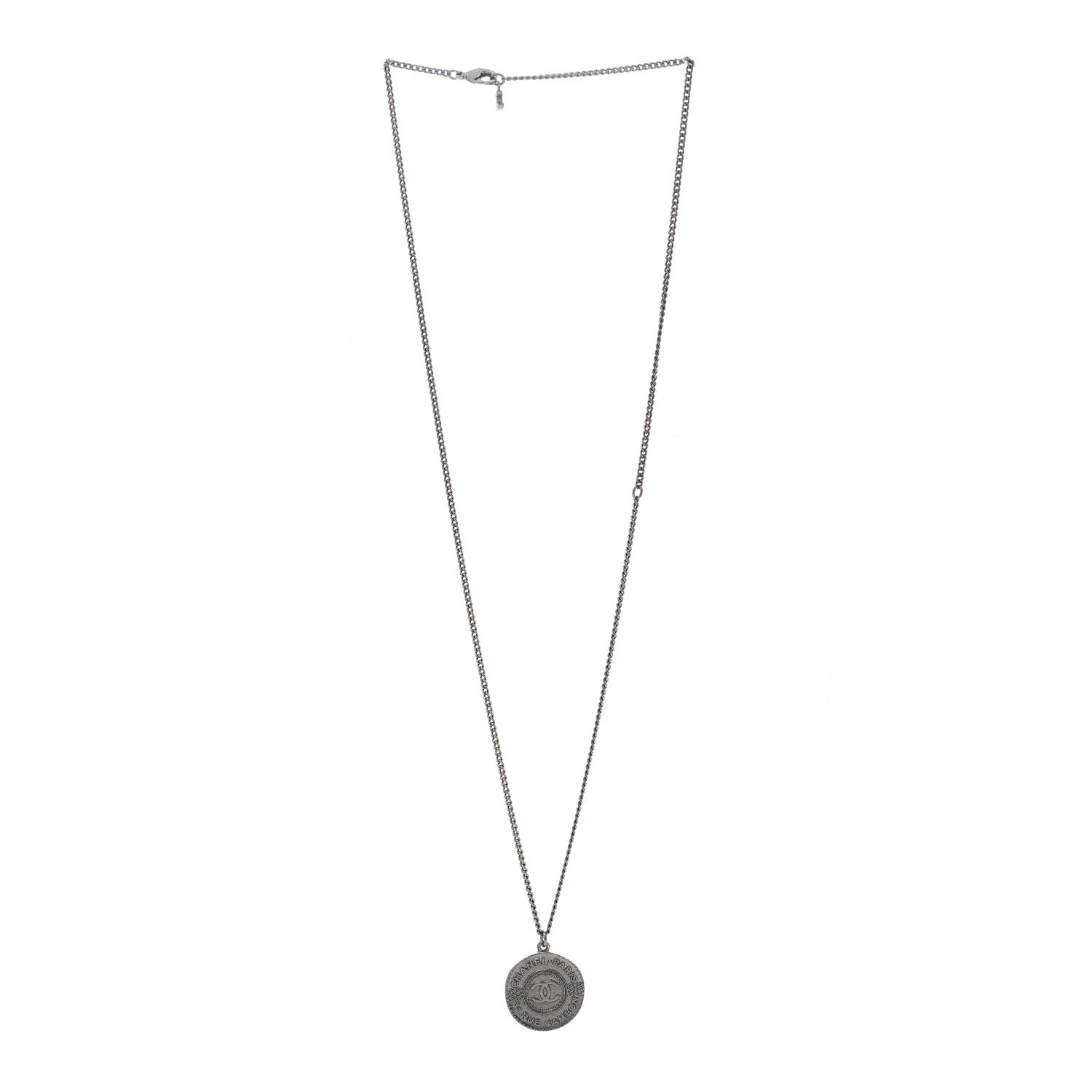 Chanel Medallion CC Rue Cambon Chain Necklace Ruthenium 2 of 3
