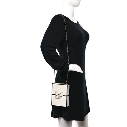 Chanel Lambskin No. 5 Perfume Box Evening Clutch White Black 2 of 11