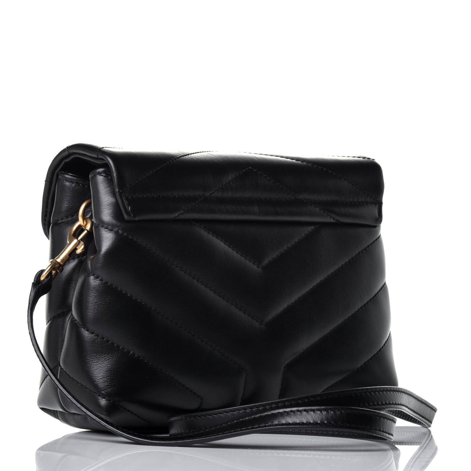 Saint Laurent Calfskin Y Quilted Monogram Toy Loulou Crossbody Bag Black 3 of 8