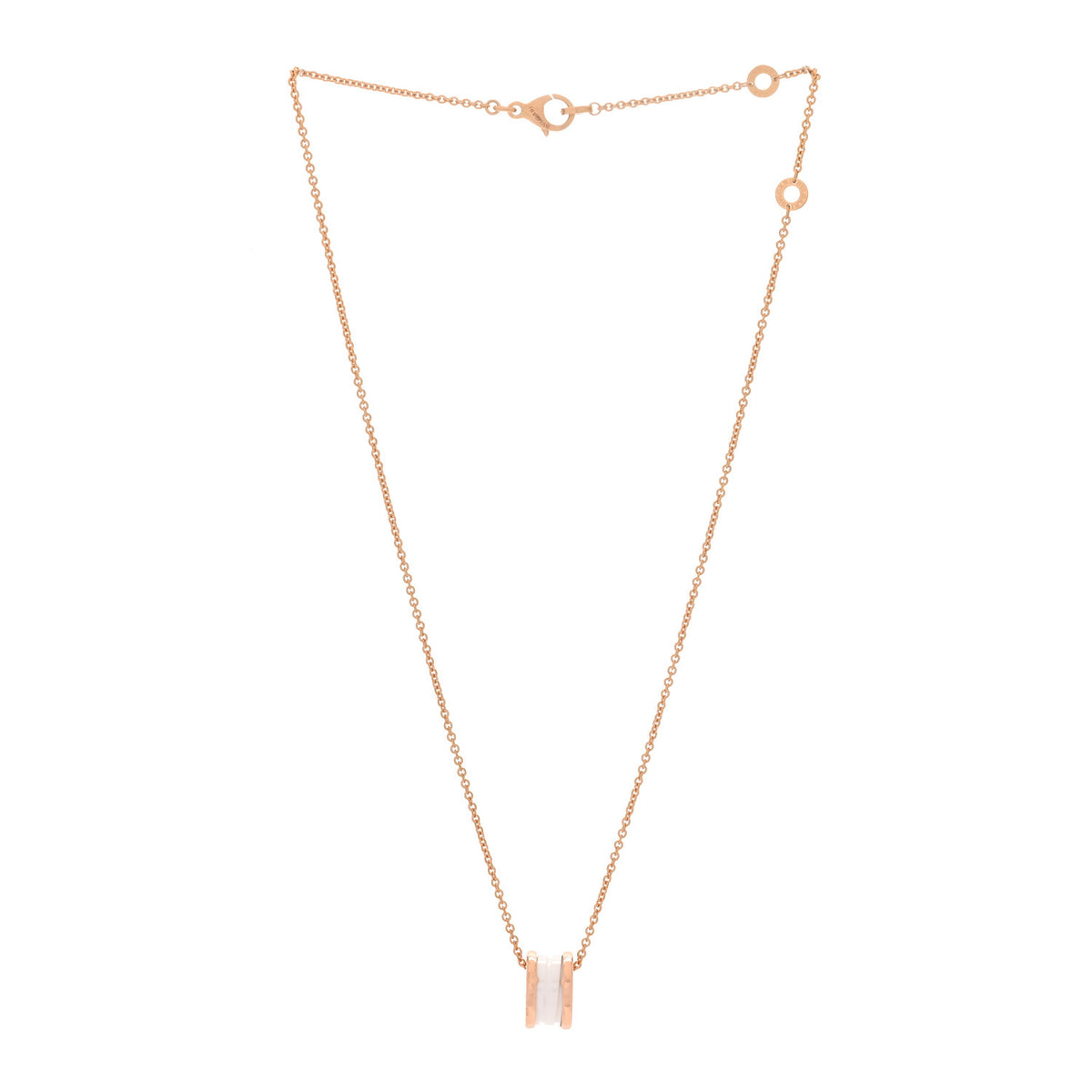 18K Rose Gold White Ceramic B.Zero1 Pendant Necklace