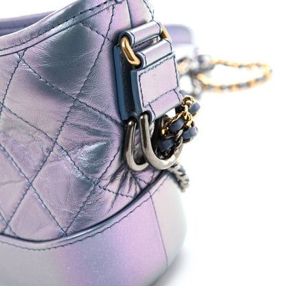Chanel Iridescent Aged Calfskin Quilted Small Gabrielle Hobo Blue 11 of 11