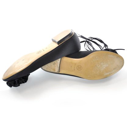Chanel Satin Camellia Ballet Flats 36.5 Black 6 of 8