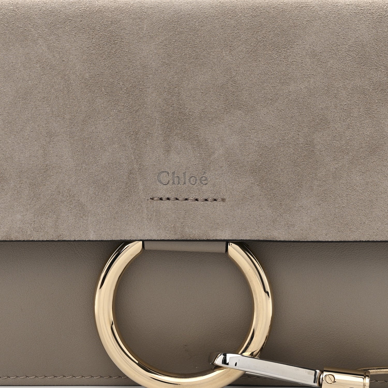 Chloe Suede Calfskin Small Faye Shoulder Bag Motty Grey 9 of 11