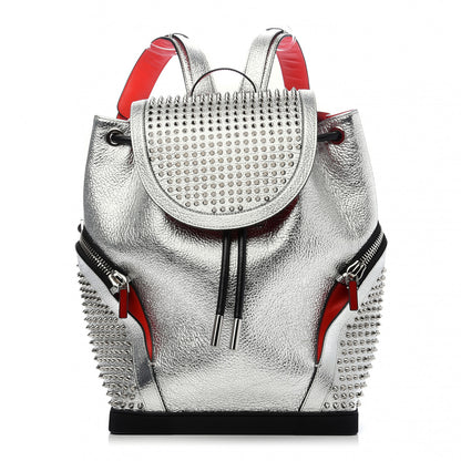 Christian Louboutin Metallic Calfskin Spiked Explorafunk Backpack Silver 1 of 9