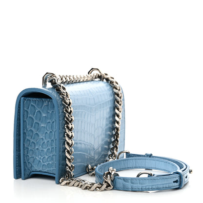 Alexander McQueen Calfskin Crocodile Embossed Knuckle Shoulder Bag Ciel 3 of 13