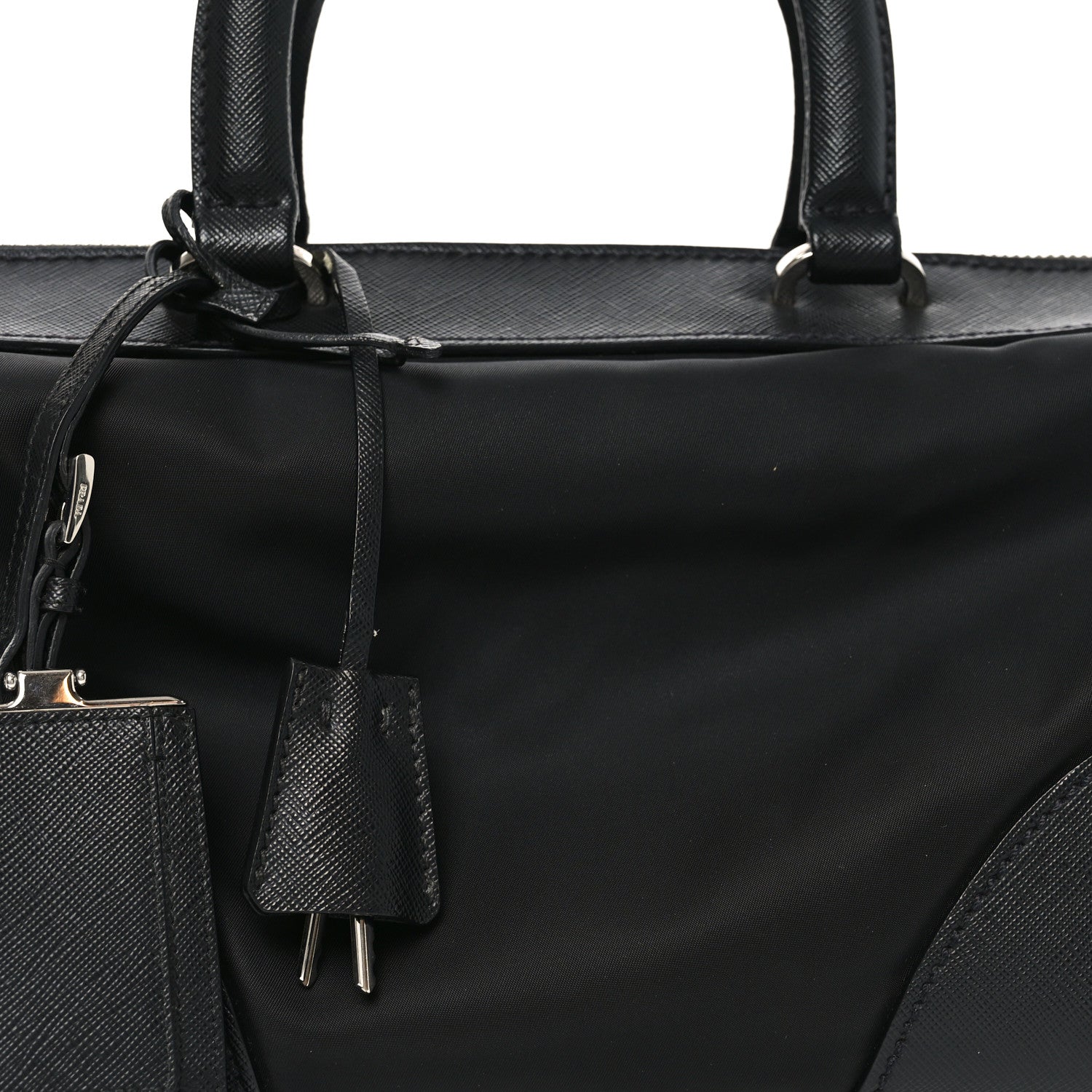 Prada Nylon Saffiano Top Handle Bag Black 7 of 9