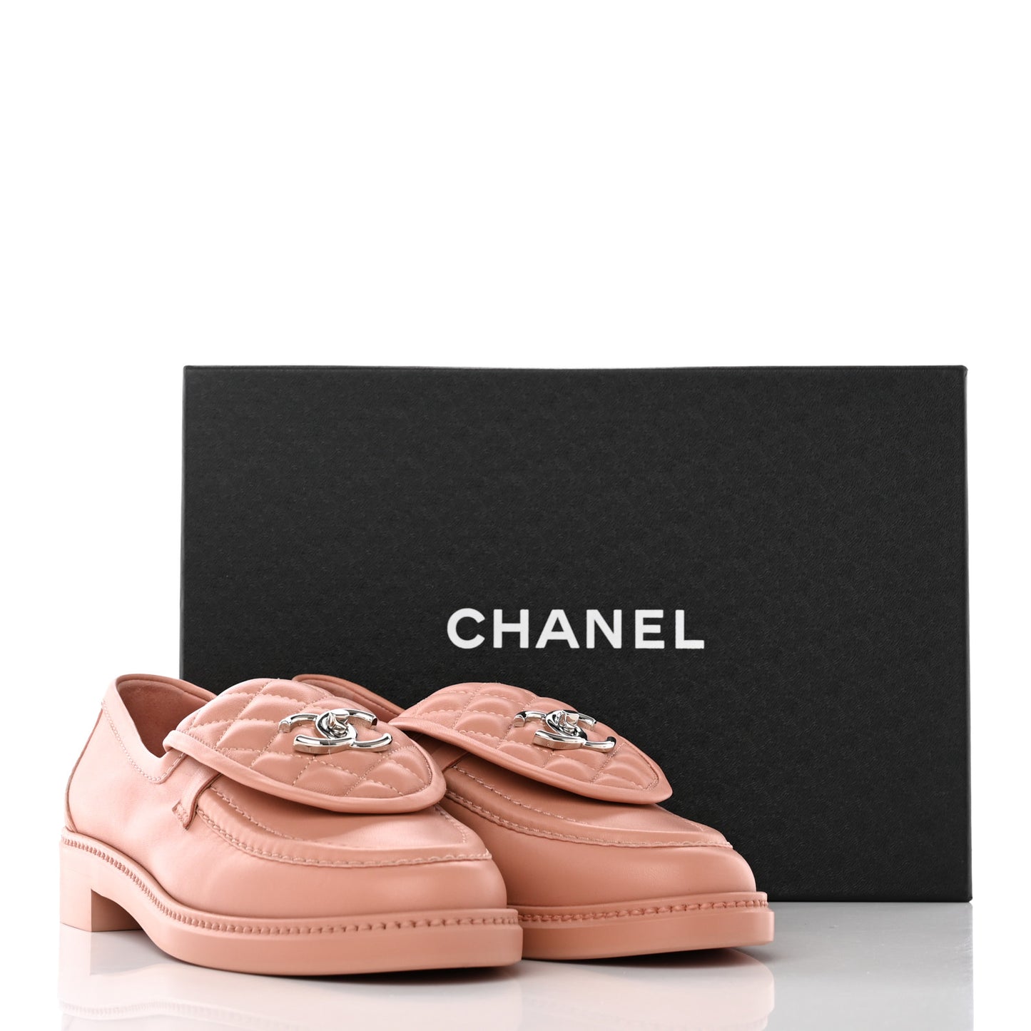 Lambskin Quilted CC Turnlock Loafers 40 Dark Pink