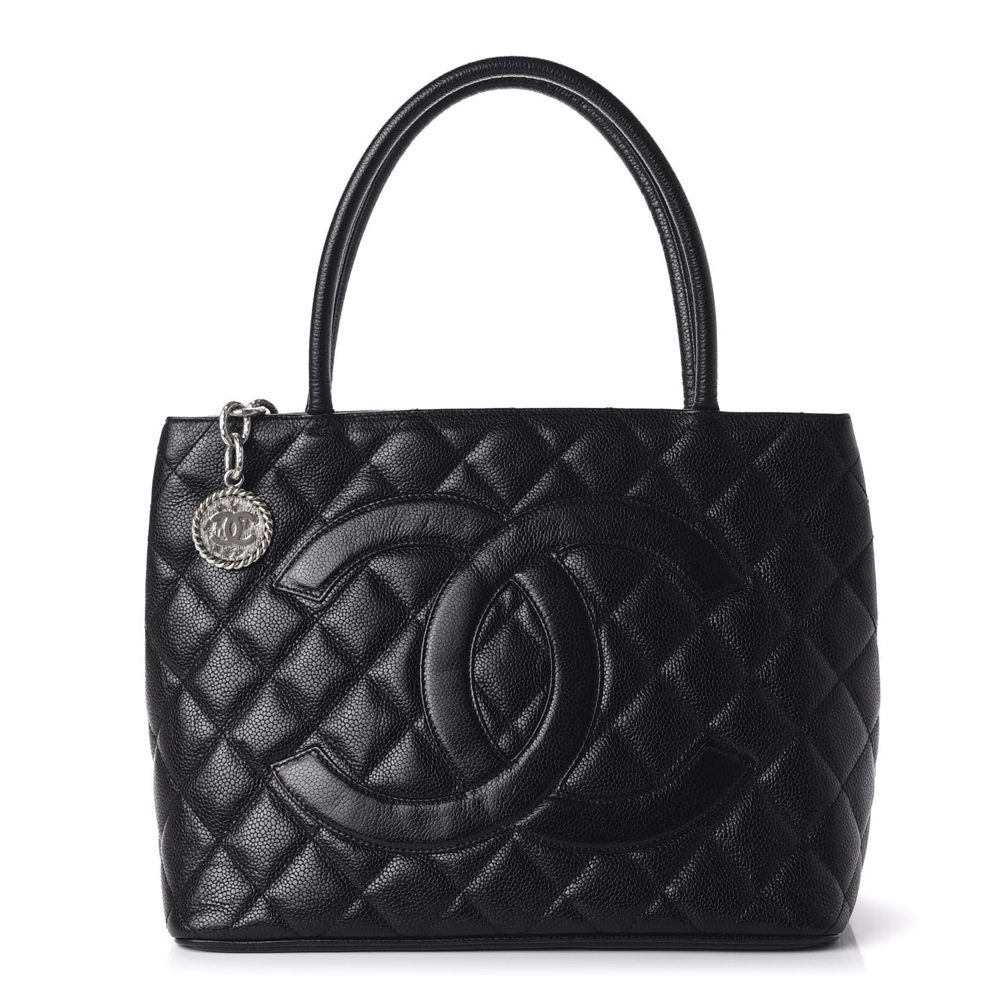 Caviar Quilted Medallion Tote Black