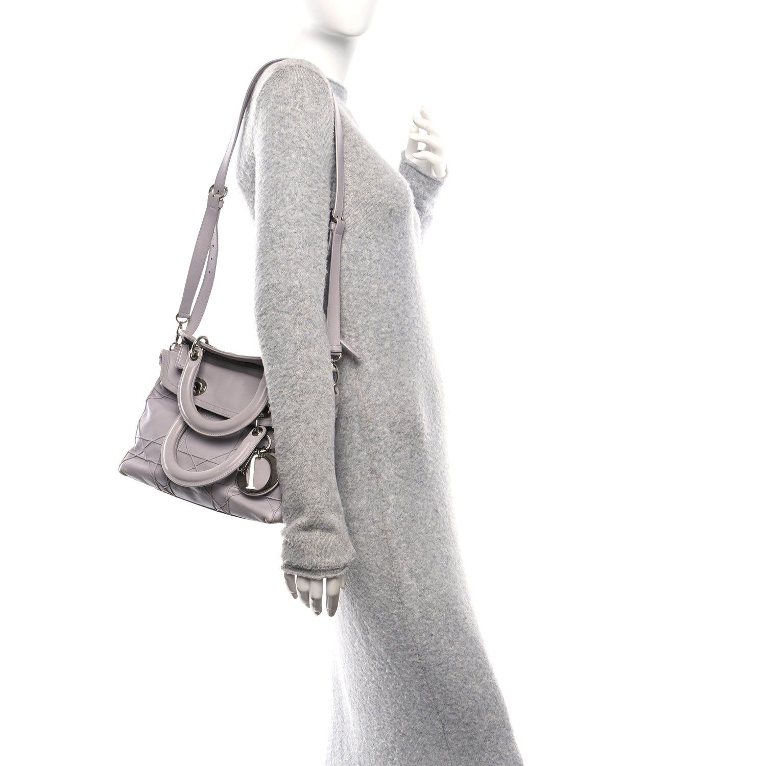 Christian Dior Lambskin Cannage Medium Granville Tote Lilac 2 of 16