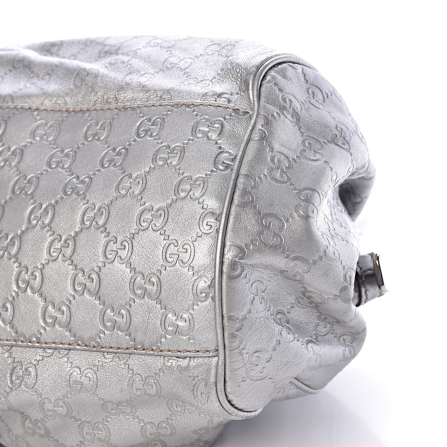 Metallic Guccissima Medium Sukey Boston Silver