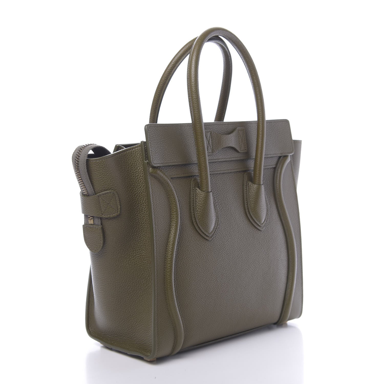 Celine Drummed Calfskin Micro Luggage Dark Olive 3 of 11