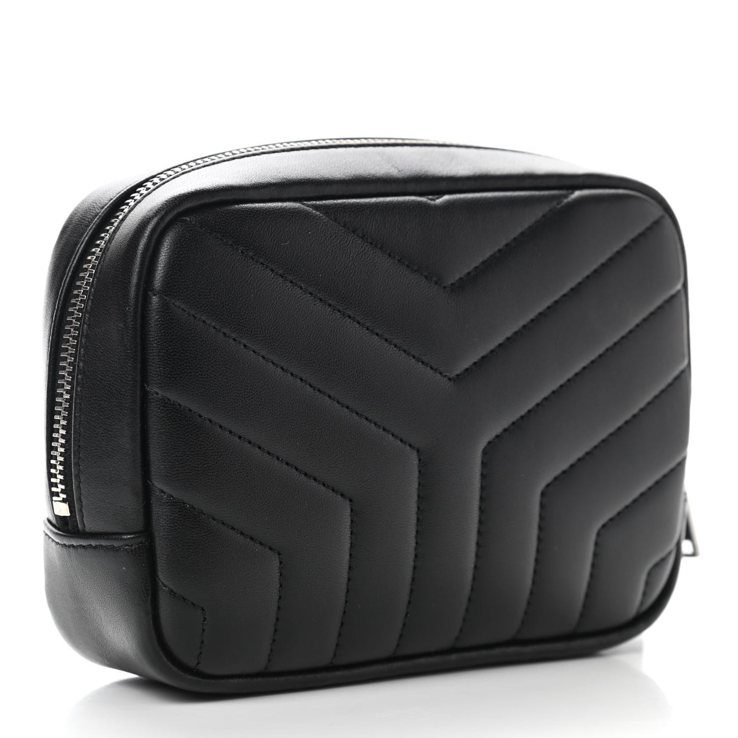 Lambskin Y Quilted Monogram Loulou Cosmetic Case Black