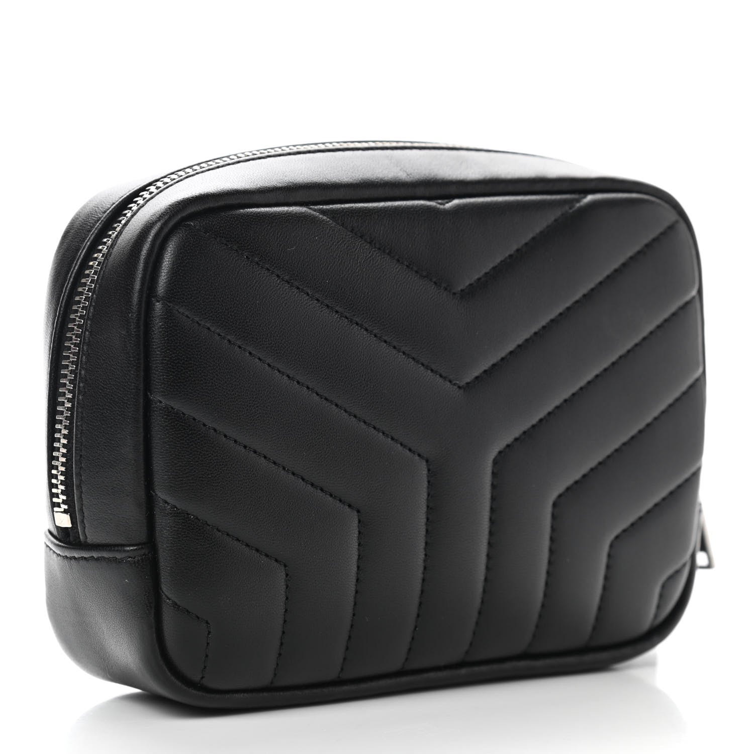 Saint Laurent Lambskin Y Quilted Monogram Loulou Cosmetic Case Black 3 of 10