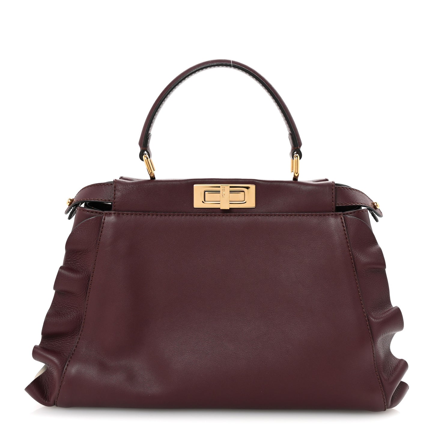 Vitello Seta Waves Bi-Color Medium Peekaboo Iconic Satchel Bordeaux Latte