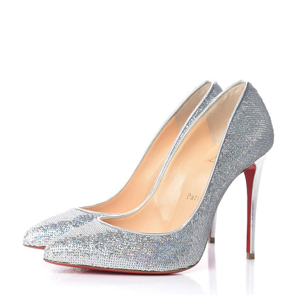 Christian Louboutin Sequin Pigalle Follies 100 Pumps 36 Silver 3 of 9