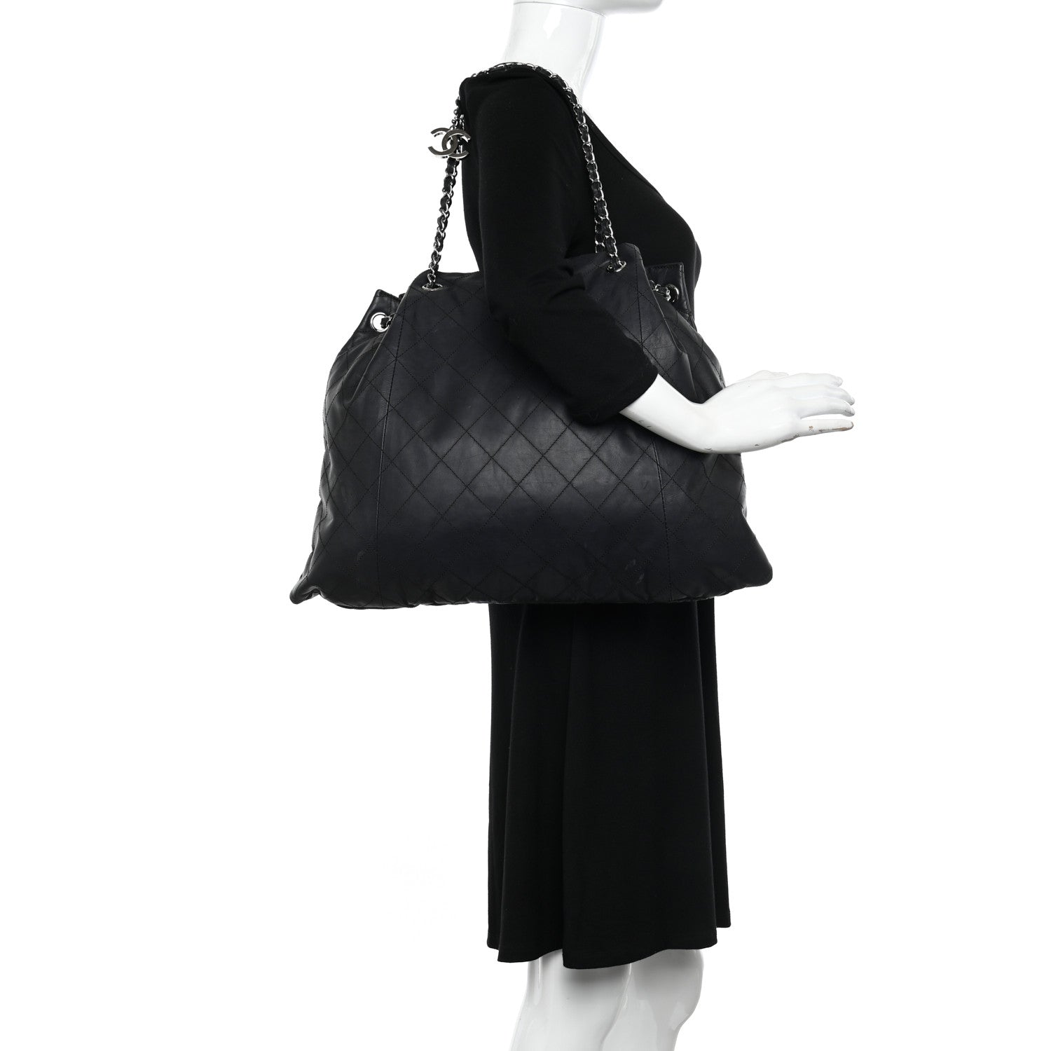 Chanel Calfskin Stitched Shoulder Bag Black 2 of 11