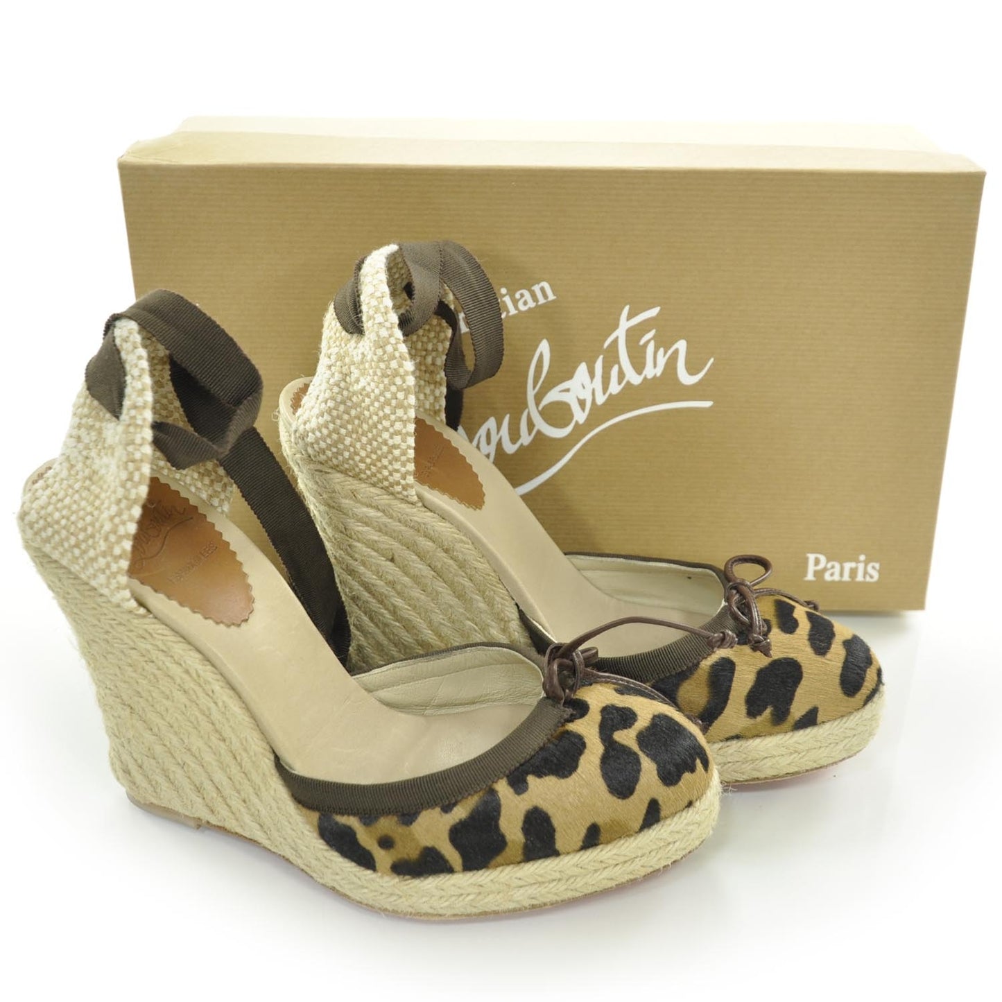Leopard Print Pony Hair Carino Plato 120 Espadrille Wedges 37