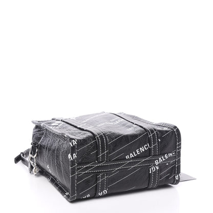 Balenciaga Agneau Arena Logo Multicolor Print XS Bazar Shopper Tote Black White 3 of 8