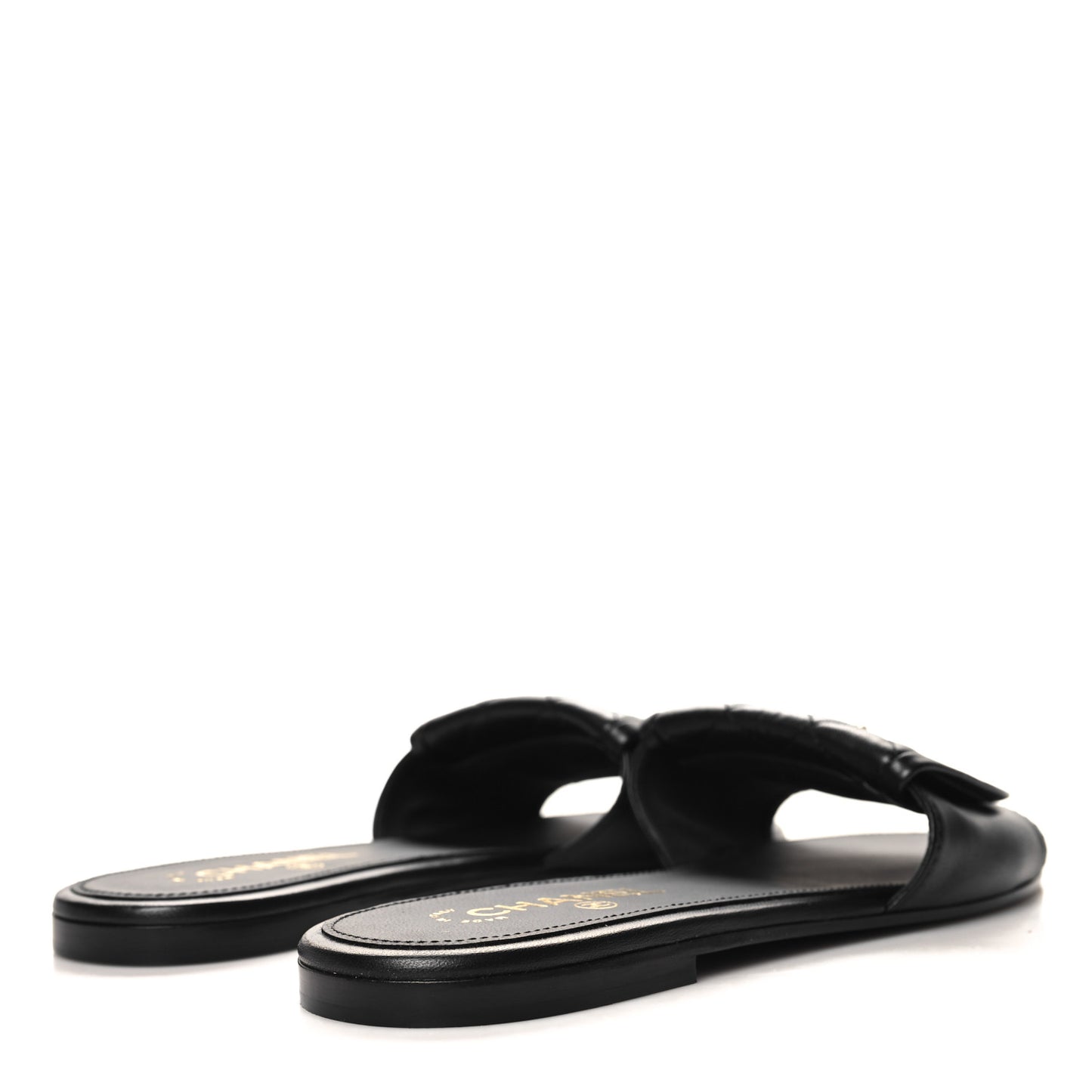 Lambskin Quilted Turnlock Flat Mules 40.5 Black