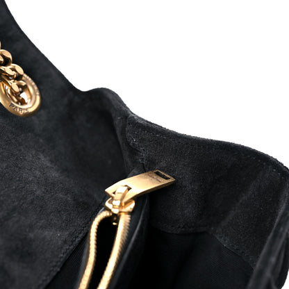 Saint Laurent Suede Mixed Matelasse Tri-Quilt Large Monogram Envelope Satchel Black 14 of 25