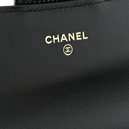 Chanel Calfskin Lizard Embossed Top Handle Long Clutch With Chain Black 6 of 11