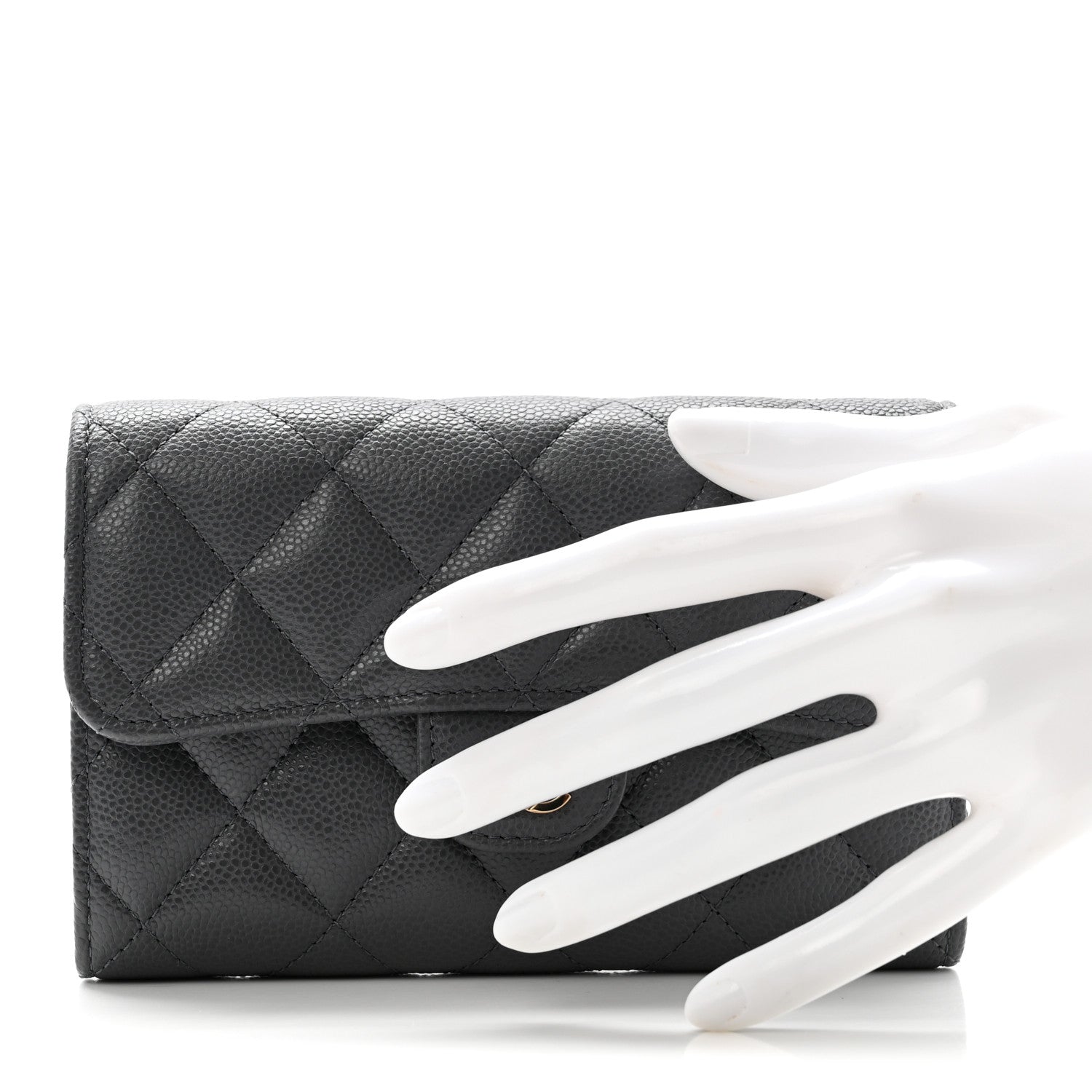 Chanel Caviar Quilted Medium Flap Wallet Grey 2 of 8
