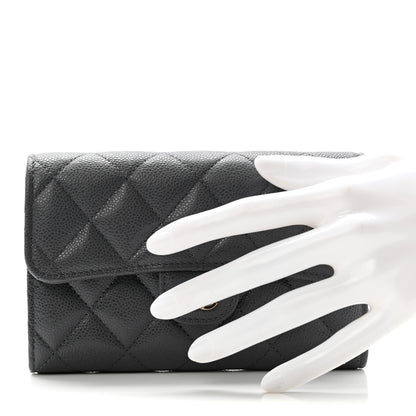 Chanel Caviar Quilted Medium Flap Wallet Grey 2 of 8