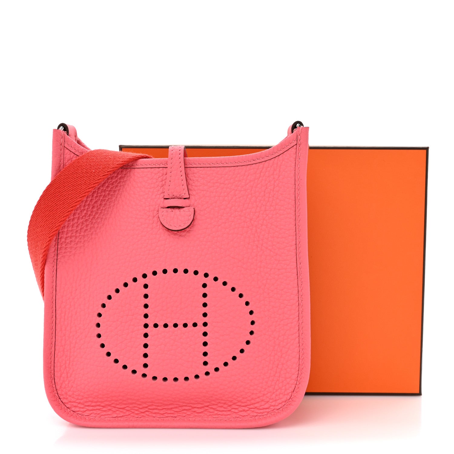 Hermes Taurillon Clemence Amazone Evelyne TPM Rose Azalee Rouge Pivoine 11 of 11