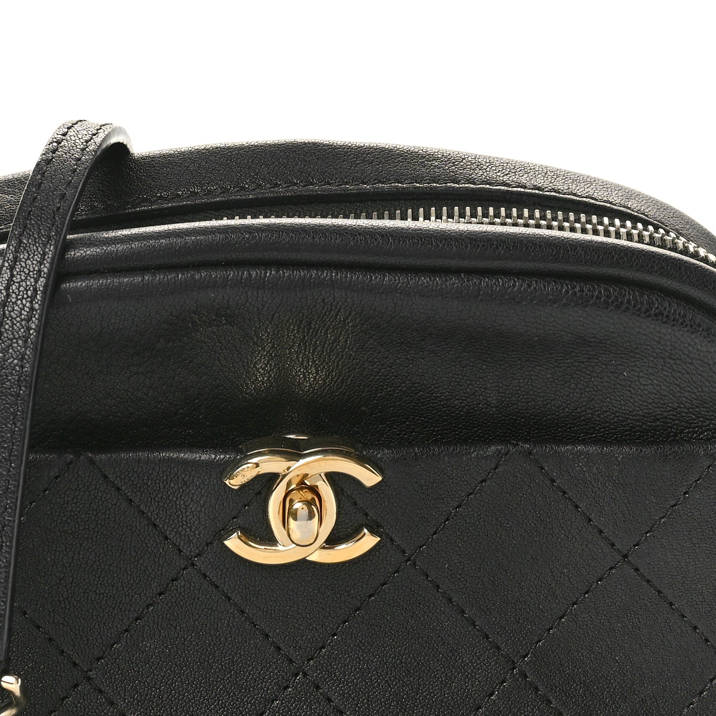 Goatskin Quilted Small Casual Trip Camera Case Black
